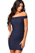 Unique Streaks Off-shoulder Navy Bodycon Dress